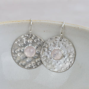 
                  
                    handmade sterling silver statement rose quartz shield earrings by Lucy Kemp Jewellery
                  
                