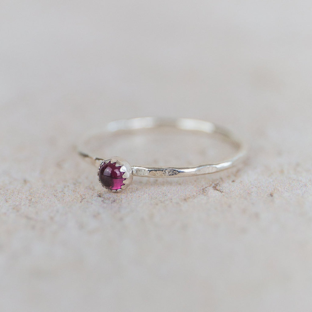 sterling silver birthstone stacking ring - ruby