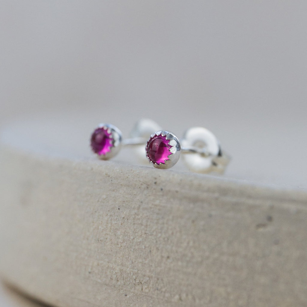 sterling silver mini ruby studs