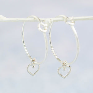 
                  
                    Sterling Silver Charm Hoops with Geo Heart
                  
                