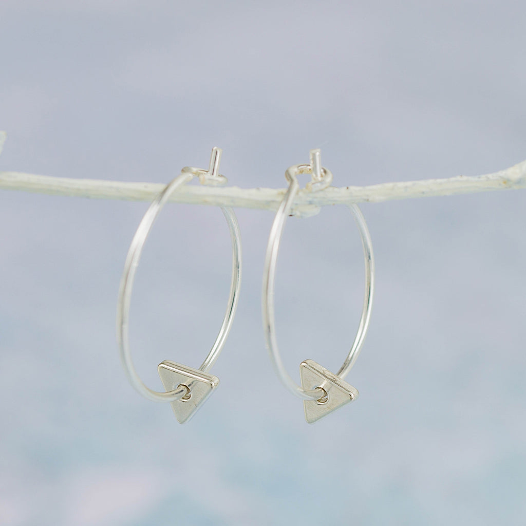 Handmade Sterling Silver Lucy Kemp Jewellery Triangle  Charm Hoops