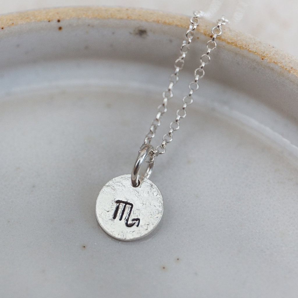sterling silver personalised zodiac dinky pendant by Lucy Kemp Jewellery
