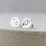 sterling silver leaf stamped studs