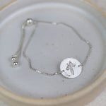 sterling silver hand stamped birth month flower bracelet handmade by Lucy Kemp Jewellery - snowdrop image