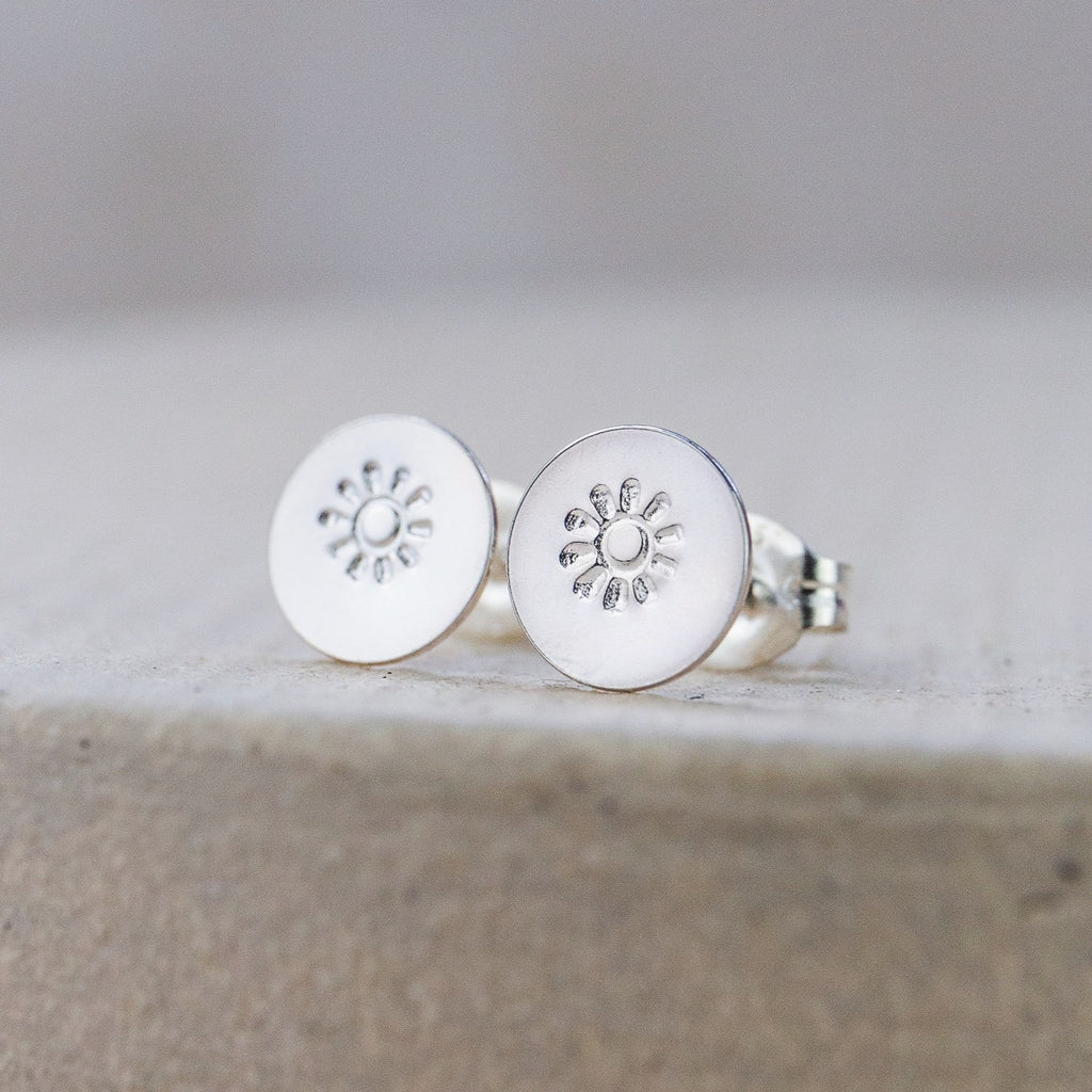 sterling silver sun stamped studs