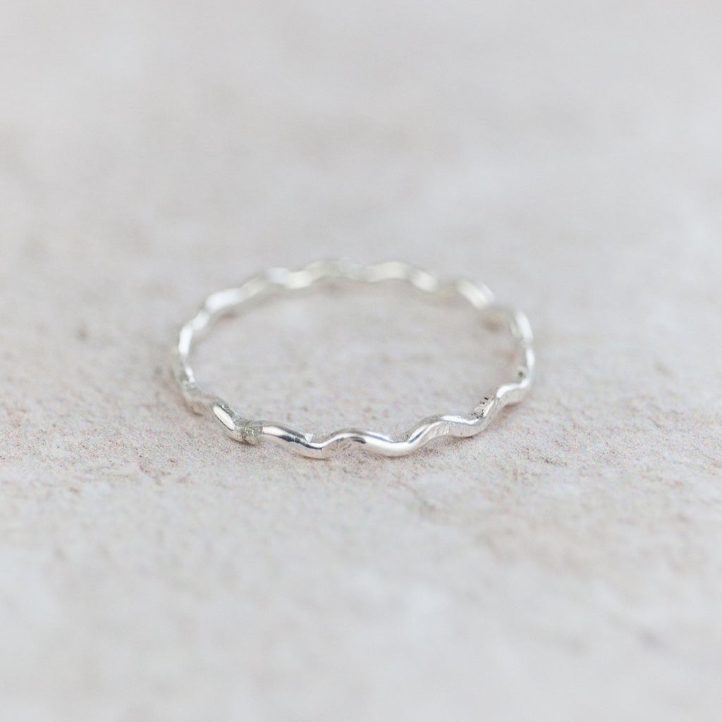 sterling silver geo swirl thin stacking ring