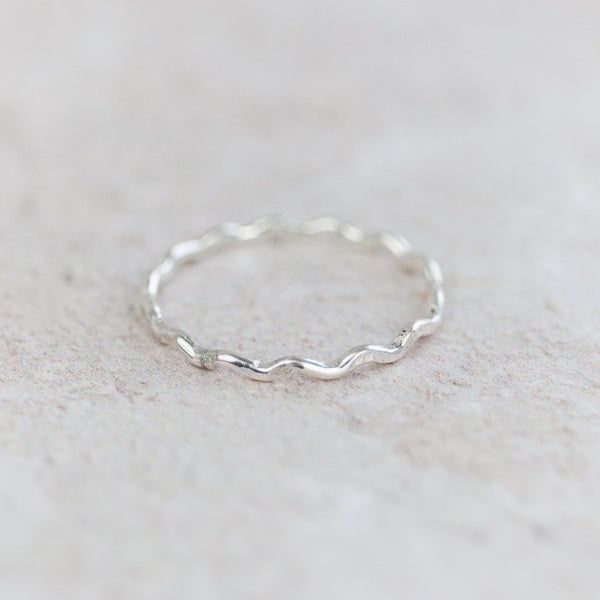 sterling silver geo swirl thin stacking ring
