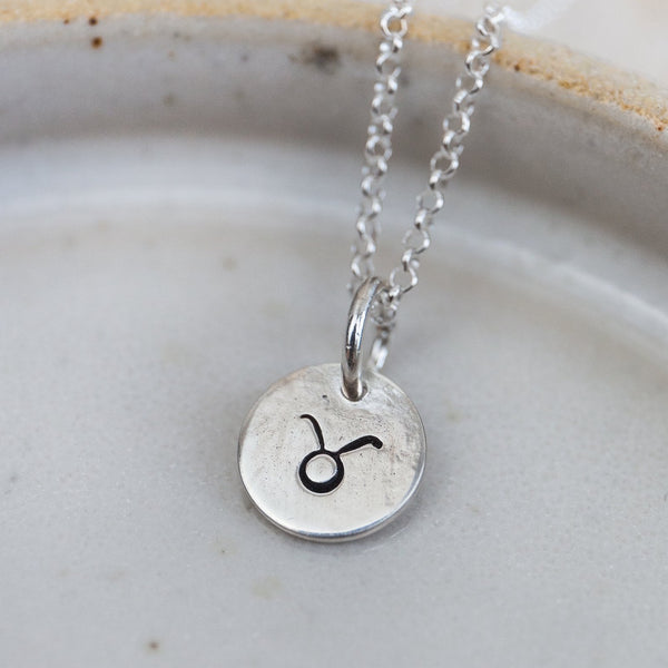 sterling silver personalised zodiac dinky pendant by Lucy Kemp Jewellery