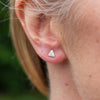 Sterling Silver Mini Triangle Stud worn
