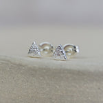 Sterling Silver Mini Triangle Stud handmade by Lucy Kemp Jewellery 