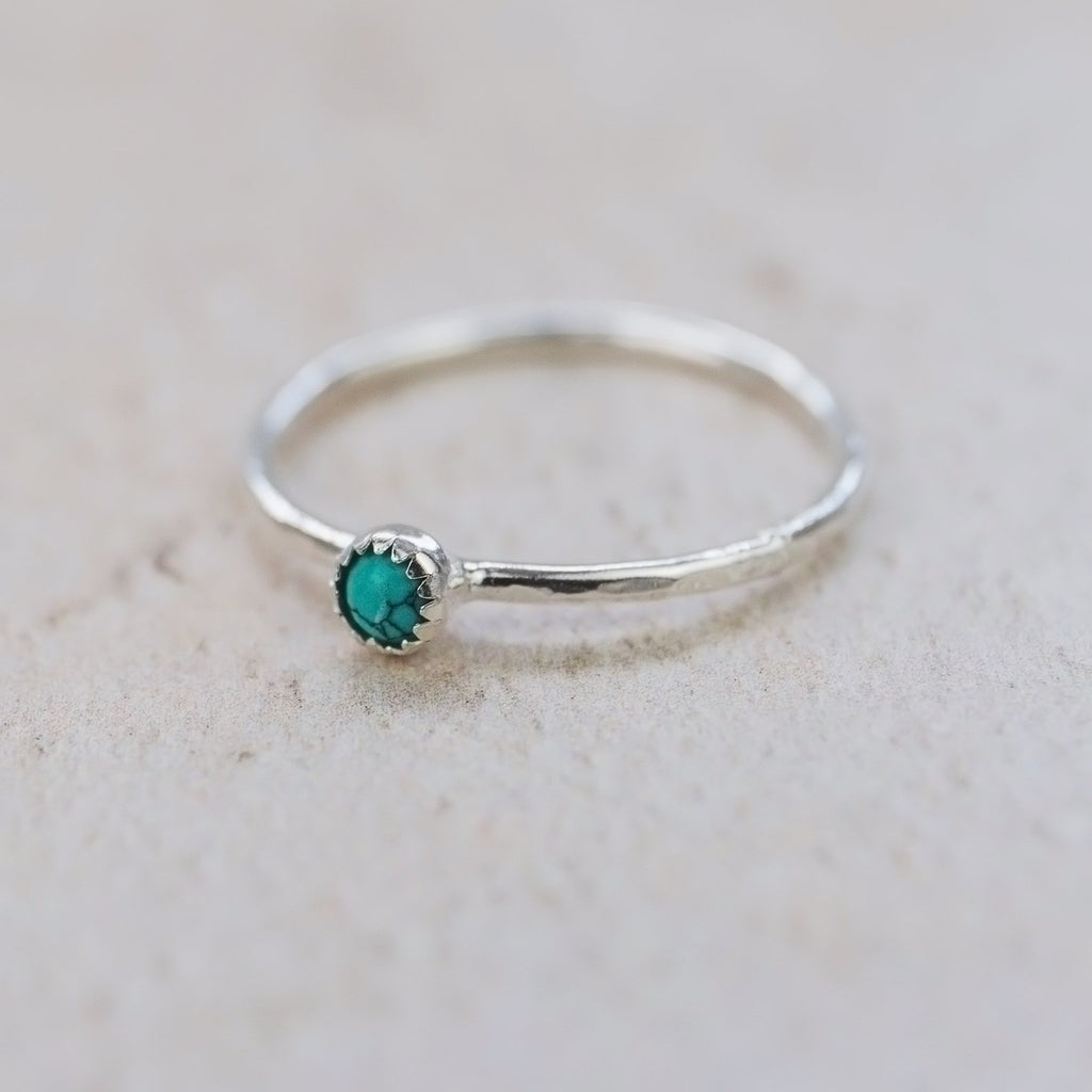 sterling silver birthstone stacking ring - turquoise