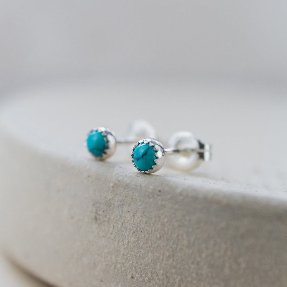 handmade sterling silver mini turquoise stone studs