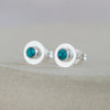 Turquoise and sterling silver birthstone small disc studs by Lucy Kemp Jewellery