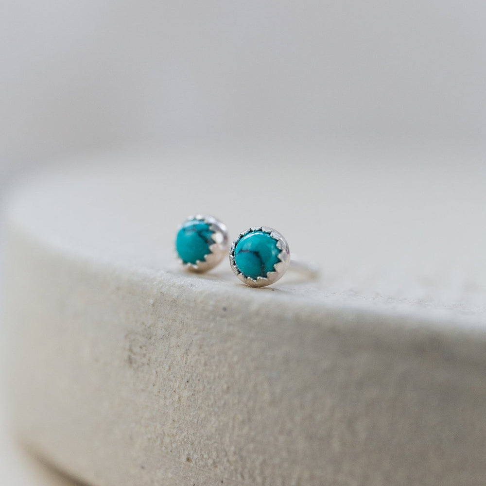 
                  
                    handmade sterling silver mini turquoise stone studs by Lucy Kemp Jewellery
                  
                