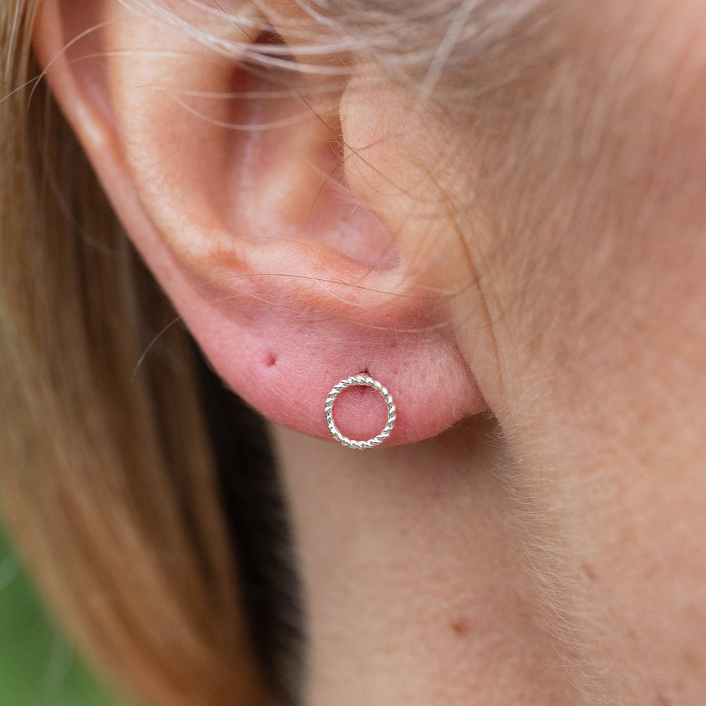 sterling silver mini twisty studs worn