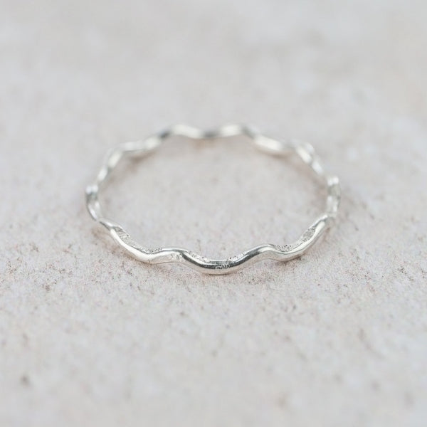 sterling silver geo wave thin stacking ring