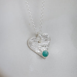 
                  
                    amazonite heart birthstone pendant by Lucy Kemp jewellery
                  
                