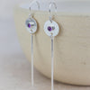 Sterling silver and semi precious birthstone stick earrings handmade by Lucy Kemp Jewellery