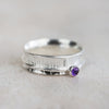 Sterling Silver and amethyst spinner fidget ring from Lucy Kemp Jewellery
