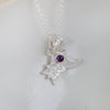 Handmade sterling silver star and moon birthstone cluster necklace by Lucy Kemp Jewellery