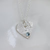 aquamarine heart birthstone pendant by Lucy Kemp Jewellery 