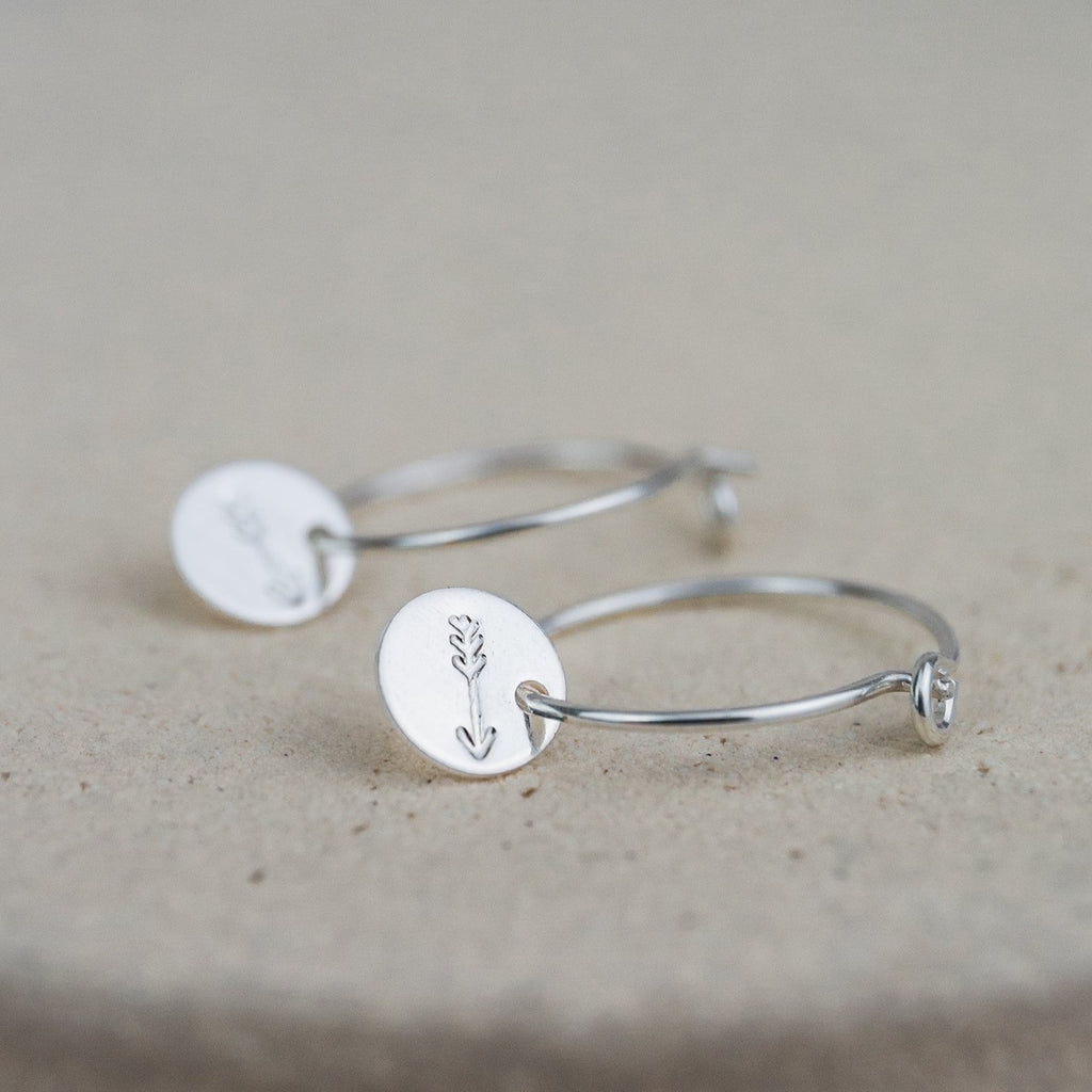 sterling silver stamped arrow hoops