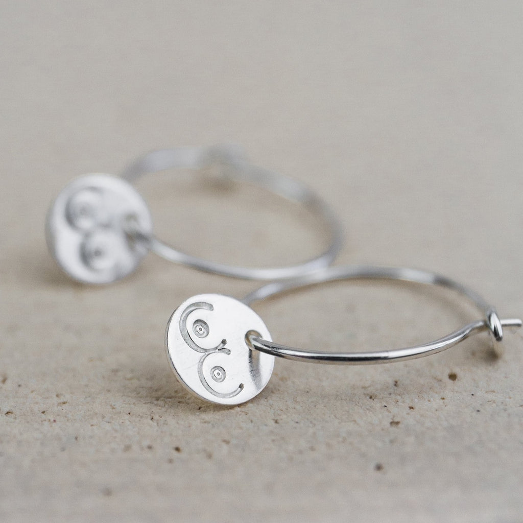 sterling silver stamped boob hoops