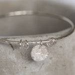 handmade sterling silver textured circle charm bangle