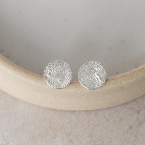
                  
                    sterling silver textured circle studs by Lucy Kemp Jewellery 
                  
                