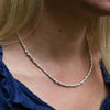 Sterling silver handmade small nugget necklace by Lucy Kemp Jewellery - worn image