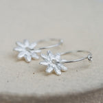 sterling silver daisy charm classic wire hoops