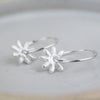sterling silver daisy charm sleeper hoops