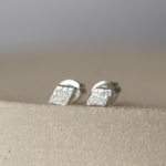 sterling silver textured mini diamond studs by Lucy Kemp Jewellery 