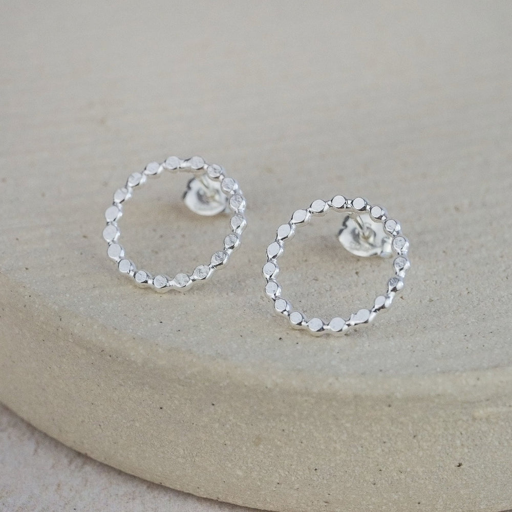 Sterling silver dotty circle studs handmade by Lucy Kemp Jewellery 