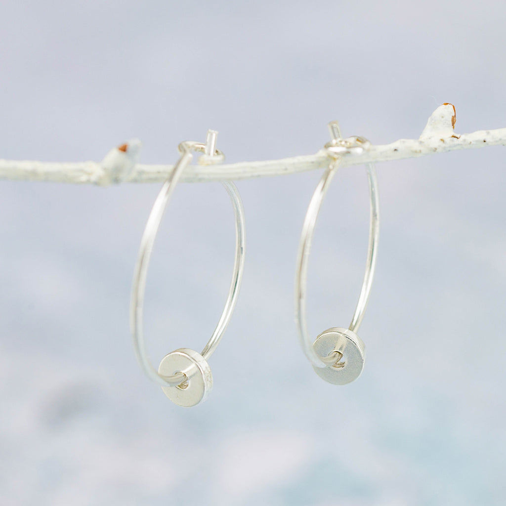 Handmade Sterling Silver Lucy Kemp Jewellery Circle Charm Hoops