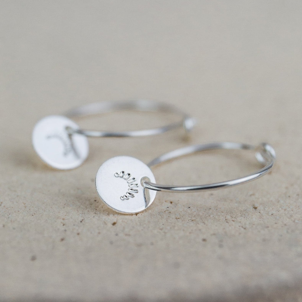 sterling silver stamped eyelashes hoops