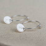 Sale - Sterling Silver Charm Hoops with Circle Face