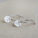 sterling silver stamped feather hoops