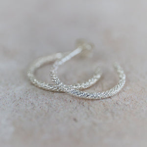 
                  
                    sterling silver frosted everyday hoops made by Lucy Kemp Jewellery
                  
                