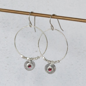 
                  
                    sterling silver and garnet boho birthstone earrings by Lucy Kemp Jewellery
                  
                