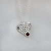 garnet heart birthstone pendant by Lucy Kemp Jewellery 