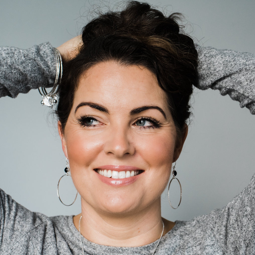 Sterling silver with semi precious stones hoop earrings, handmade by Lucy Kemp Jewellery