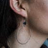 Sterling silver with semi precious stones  hoop earrings, handmade by Lucy Kemp Jewellery