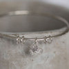 handmade sterling silver textured heart charm bangle