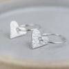 sterling silver textured heart charm sleeper hoops