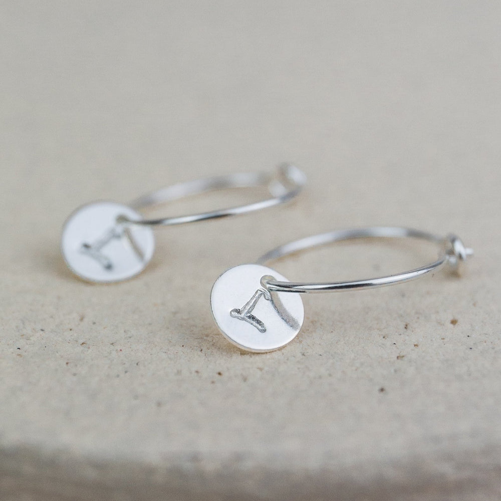 sterling silver stamped matching initials hoops