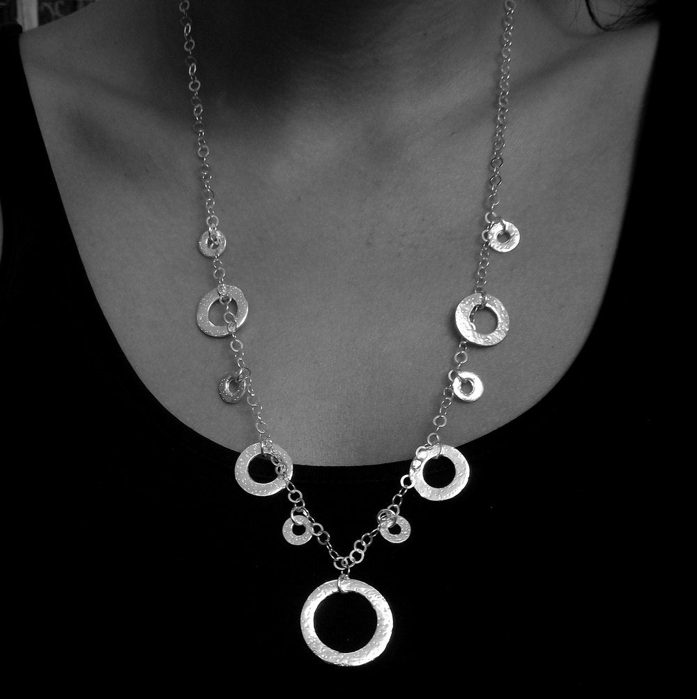 sterling silver statement large circle necklace