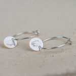 sterling silver stamped leaf hoops