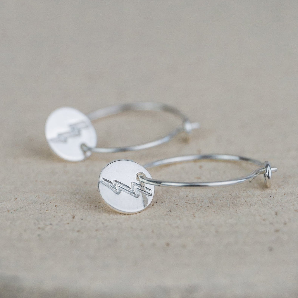 sterling silver stamped lightning bolts hoops