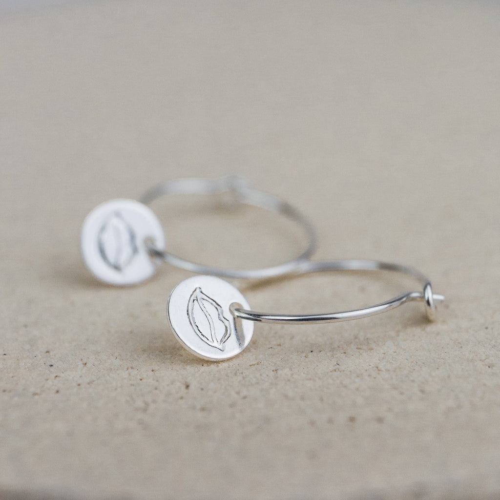 sterling silver stamped lips hoops